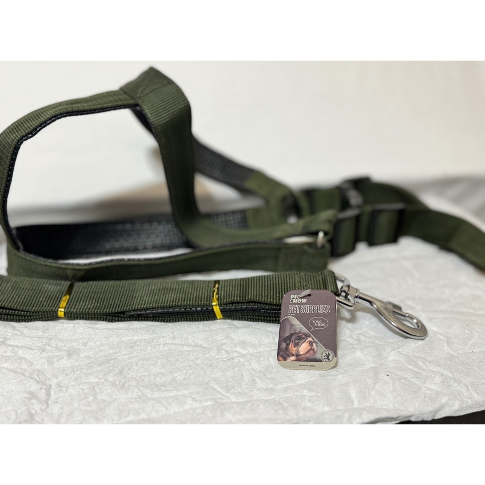 Adjustable Dog Harness and‎ Leash Set Large Olive Green NWT Pet Accessory Top XL